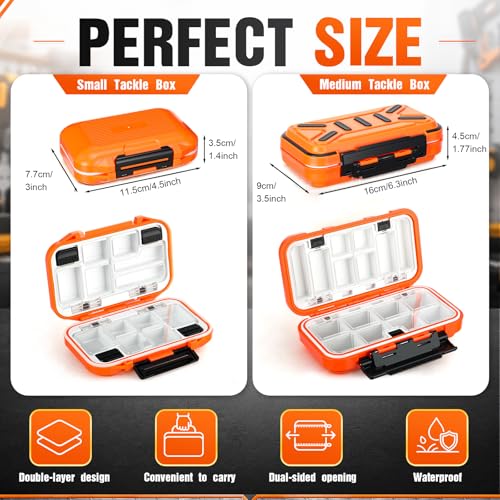 4 Pack Fishing Tackle Box, Small & Medium Waterproof Lure Bait Storage Box with Adjustable Dividers, Double Sided Floating Storage Container for Hooks, Sinkers, Beads, Small Baits(Classic) - size: Small & Medium, style: Classic