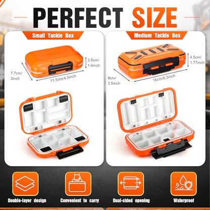 4 Pack Fishing Tackle Box, Small & Medium Waterproof Lure Bait Storage Box with Adjustable Dividers, Double Sided Floating Storage Container for Hooks, Sinkers, Beads, Small Baits(Classic) - size: Small & Medium, style: Classic