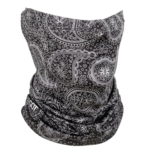 UPF 50+ Fishing Neck Gaiter - UV Face Mask Sun Protection for Men Women | Moisture-Wicking, Quick-Drying, Built-in SPF, UVA/UVB Blocking, Hunting Camo Design, Versatile Headwear - color: Black Paisley