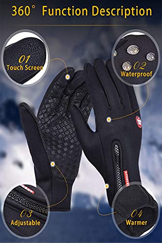 FOXLVDA Winter Warm Gloves for Men and Women, with Windproof and Waterproof Features, Sensitive Touch Screen Texting Fingers for Work, Cycling, Driving - size: X-Large