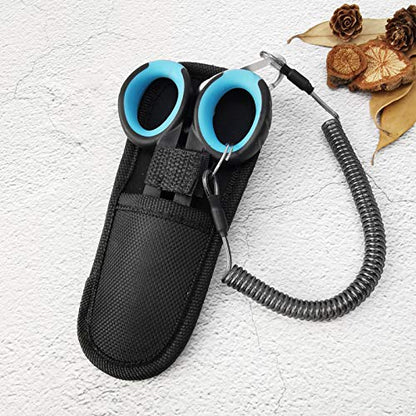 BXIO Fishing Scissors with Fishing Lanyard and Nylon Sheath, Braided Line Tools, Heavy Duty Anti-Slip Fiber Cable Cutter, Stainless Steel Fishing Pliers Scissors with Grinding Hook Tool - color: Black Blue