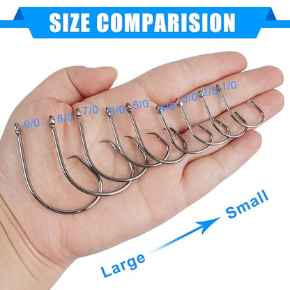 Circle Hooks Saltwater Fishing Hooks, 50/100pcs in-line Octopus Circle Hook High Carbon Steel Straight Eye Barbed Point Catfish & for Saltwater & Freshwater Fishing - size: 3/0_50pcs