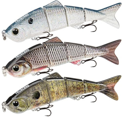 TRUSCEND Swimmax Easy Catch Fishing Lures with BKK Hooks, Wiggling, Vibrating, Rattling and Gurgling for More Bites, Heavy-Duty Dyneema Fiber Jointed Swimbaits for Bass, Trout, Crappie, Walleye, Pike - color: B1-3.5",0.38oz