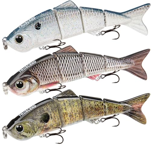 TRUSCEND Swimmax Easy Catch Fishing Lures with BKK Hooks, Wiggling, Vibrating, Rattling and Gurgling for More Bites, Heavy-Duty Dyneema Fiber Jointed Swimbaits for Bass, Trout, Crappie, Walleye, Pike - color: B1-3.5",0.38oz