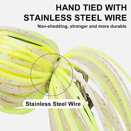 TRUSCEND Jigs Fishing Lures with Ultra Smooth Teflon Hook, Tour Grade Titanium Weed Guard Swim Jigs, Valuable Weedless Skirted Jig, Well-Made Lures for Crappie Bass Trout, Freshwater Fishing Gear - color: B1-3/8oz