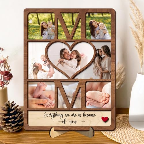 Personalized Wooden Mom Picture Frame, Custom Mother's Day Frame with Photo, Best Mom Ever Gifts, Gift Ideas for Mum Birthday from Daughter Son, Meaningful Gifts for Wife From Husband - color: 0. Mom-02