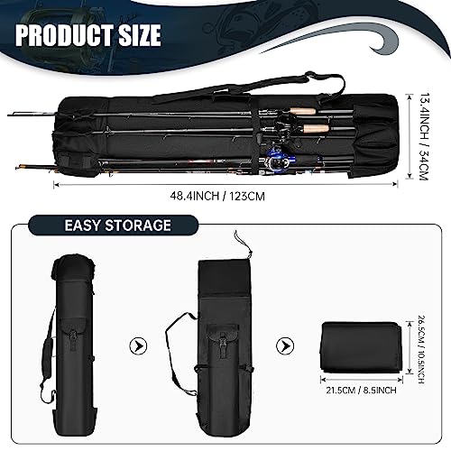 Fishing Pole Bag Rod Case, Folding Fishing Pole Bag Fishing Gear - color: Black