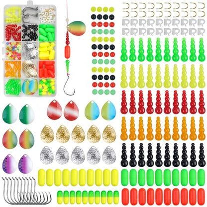 Fishing Lure Making Supplies Kit 210pcs DIY Spinner Making Kit Colorado Blades Hooks Rig Foam Floats Clevis Stack Beads for Walleye Rigs Trolling Rigs Crawler Harness Trout Bass Salmon