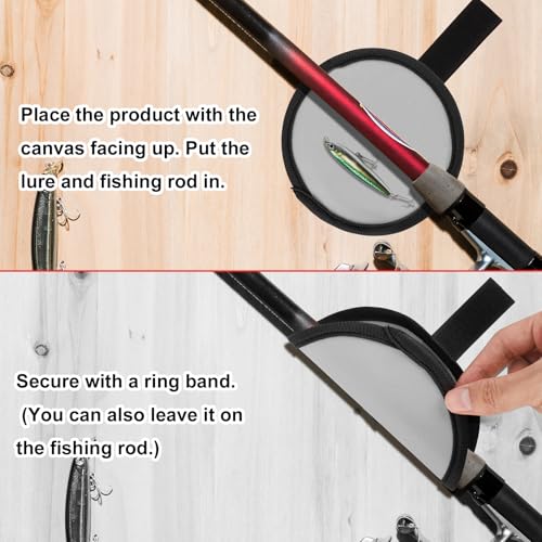 Gosknor 6pcs Lure Wrap, 5.9 Inch Fishing Lure Covers Bait Gloves Fish Hook Storage Protectors Pole Sleeve Guard to Keep Fishermen Fishing Safe for Fishing Rod (Gray)