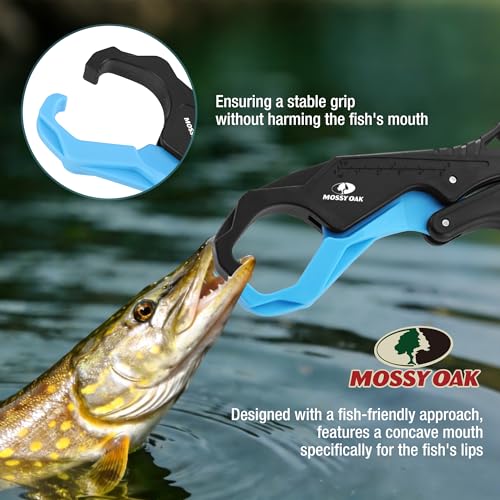 Mossy Oak 2pc 10.5'' Fishing Lip Grippers – Lightweight Nylon & Fiberglass with Lanyards,Non-Slip Handles, for Fishing Lovers, Suitable for Freshwater and Saltwater - size: 2pc