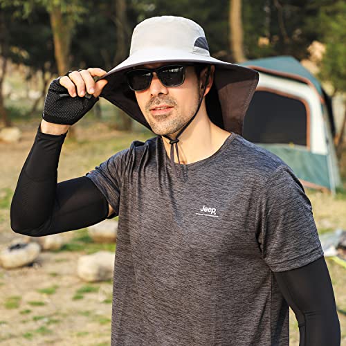 HUAMULAN Women Large Brim Sun Hat with Neck Flap, Men Quick Dry Hiking Fishing Safari Hat UPF 50+ - color: Hyp011-qianhui