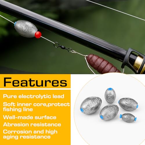 Soulchen 160 Pcs Fishing Weight Sinkers Kit with Tackle Box Bass Casting Drop Shot Egg Pyramid Split Shot Fishing Weight Sinkers for Saltwater Freshwater Catfish Bass