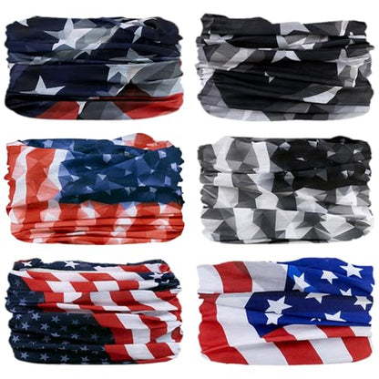 Neck Gaiter for Men Women Headwear Bandana Head Wrap Face Scarf Mask Cover Warmer Balaclava-Seamless & Versatile - color: A-6pcs-flag 2