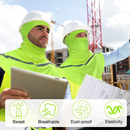 Seematn 4 Pcs Summer Balaclava Men Women Sun Face Mask for UV Protection Neck Covers with Reflective Strip Construction Work - color: Neon Yellow