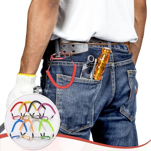 11.81IN Retractable Safety Coiled Lanyard [3PCS] - Steel Wire Fishing Rod Safety Lanyard Use for Pliers Boating & Kayak Fishing - color: Red