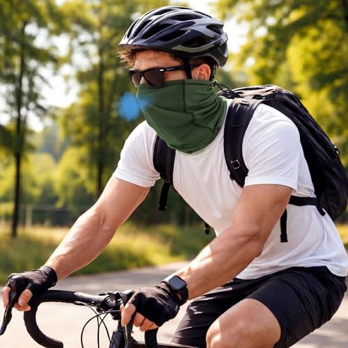 Geyoga 3 Pcs Cooling Neck Gaiter for Men Women Breathable Mesh UV Protection Summer Neck Cover with Mesh Hole Strap Neck Wrap - color: Black, Green, Teal
