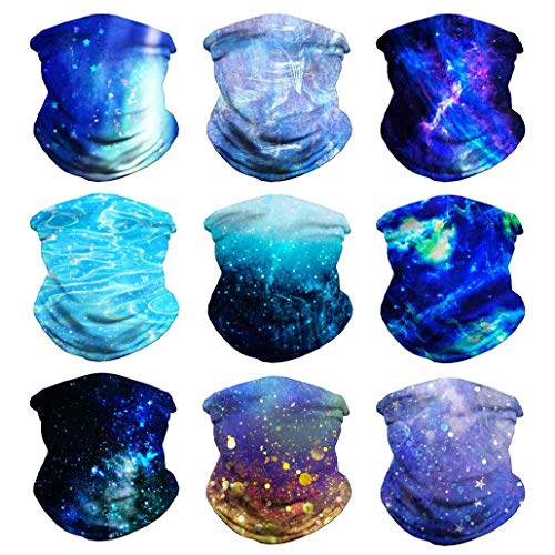 VCZUIUC Neck Gaiter Face Cover Mask Balaclava for Men and Women - color: 9pcs Blue, size: One Size