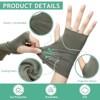 Bememo 4 Pack Sun Protection UV Gloves Driving Sun Gloves Cooling Fingerless Wrist Length Glove for Women Gel Manicure - color: Elegant Colors