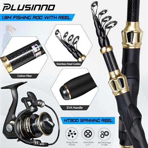 PLUSINNO Fishing Gear,Full Fishing Pole kit Include Fishing Rod and Reel Combo, Tackle Box with Fishing Lures, Fishing Accessories, Fishing Pliers,Fishing Gifts for Men with Fishing Tool Kit - style: Blue Fishing Combo With Fishing Rod Holder