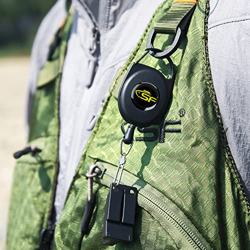 SF Fly Fishing Zinger Retractor 3PCS Steel Cord Black