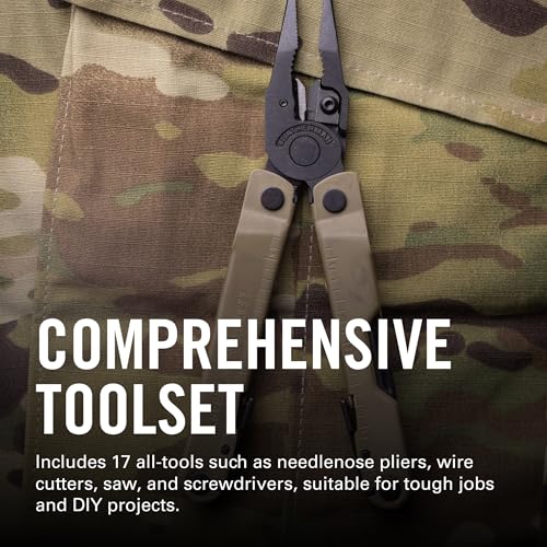 LEATHERMAN, Rebar Multitool with Premium Replaceable Wire Cutters and Saw, Coyote Tan - color: Black/Tan