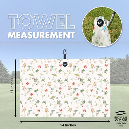 Magnetic Microfiber Waffle Golf Towel – Large 16"x24" Clean Golf Club Ball Magnet Clip to Hang on Bag Cart Strong Premium Strength Ultra Absorbent Gear Tan Men (Tan Beaches) - color: Tan Beaches