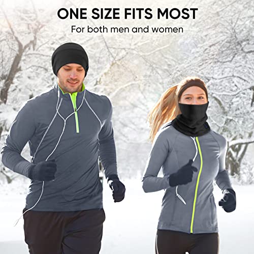 TICONN Neck Gaiter Face Cover Scarf, Neck Warmer Breathable Sun & Wind-proof for Skiing Fishing Hiking Cycling - color: Black-2pk, style: Fleece