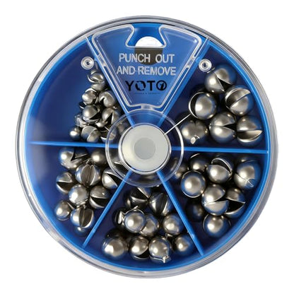 YOTO Fishing Weights Sinkers,230pcs/107pcs Lead Split Shot Weights,Removable Round Fishing Sinkers - style: 2.5g 2g 1.5g 1g 0.5g (Large -107pcs)