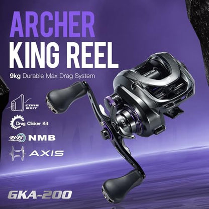 GKA200 Baitcasting Fishing Reel - 7.1:1/8.1:1 High-Speed Gear Ratio, 20LB Carbon Drag, 30Levels Magnet Braking System, Low Profile Design with Dual spools for Freshwater/Saltwater Fishing - color: 7.1 Orange left Hand Double Spools