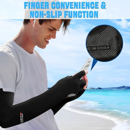 UV Protection Gloves - Non Slip Sunblock Gloves for Summer Outdoor Fishing & Driving - color: 2pairs Blue