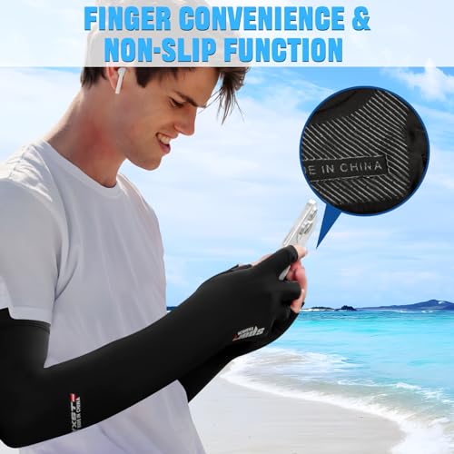 UV Protection Gloves - Non Slip Sunblock Gloves for Summer Outdoor Fishing & Driving - color: Black Blue