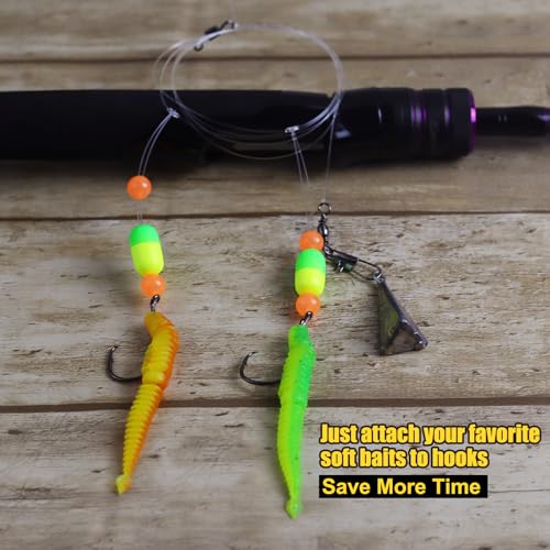 Pompano Rigs for Surf Fishing Saltwater Floats Catfishing Pompano Fishing Rigs with Double Circle Hooks and Pyramid Sinker 5pcs/8pcs - color: Orange and Yellow Pompano Rigs 5pcs