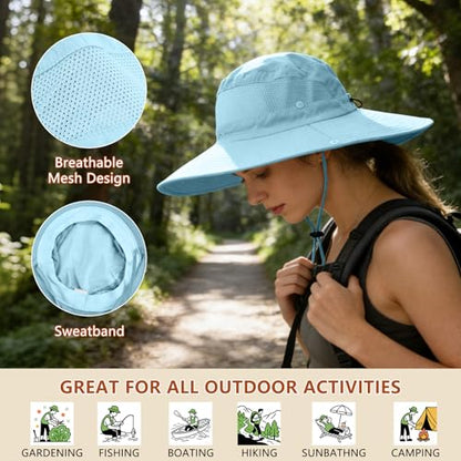 ZOORON Sun Hats for Men Women Fishing Hat with Neck Flap,UPF 50+ Sun Hat Waterproof Wide Brim Bucket Hats for Safari Hiking - color: 1-blue(neck Flap)