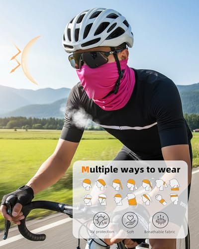 Xeoxarel Neck Gaiter, 7 Pack Cooling UV Protection, Bandana Face Mask Scarf for Men and Women - color: Pink, Neon Yellow, Royal Blue, Fluorescent, Lavender, Light Pink, White