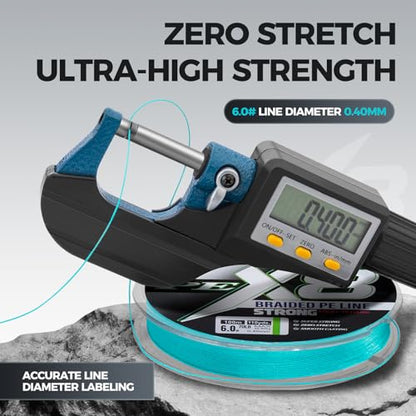 X8 Braided PE Fishing Line - Zero Stretch High Sensitivity 8 Carrier Line, Super Strong Abrasion Resistant for Smooth Casting, Saltwater Freshwater Lure Fishing, 110 Yards - color: Blue, size: 60LB