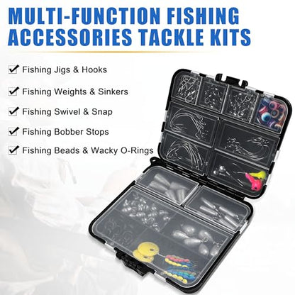 Fishing Accessories Fishing Tackle Box with Tackle Included, Fishing Hooks Bobbers Swivels Sinker Weights Fishing Gear Set Equipment for Bass Trout - style: 160pcs Kit