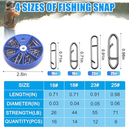 OROOTL Fishing Power Speed Clips Kit, 48/165pcs High Strength Stainless Steel Fishing Snap Lure Clip Quick Change Fishing Snaps Clips Set for Freshwater Saltwater Connector Tackle - style: Clip Kit - 48pcs