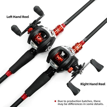 Kilitn Fishing Rod and Reel Combo, Baitcasting Combo Baitcast Reel, 6 Foot 7 Foot 2-Piece, Durable Fiberglass Wrapped Carbon Fiber Rod with Comfortable EVA Handle - style: Left-hand Reel - 6 Ft 2 Piece Rod