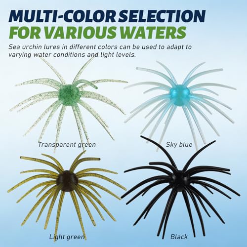 6 Pcs Soft Urchin Lures Fishing Saltwater Slow Floating Lures for Bass Trout Crappie - color: 5.31in/0.60oz