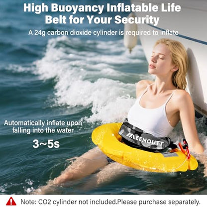 Automatic Inflatable Belt Pack Water Sports Jacket Waist Belt PFD for SUP Paddleboarding Fishing Boating Kayaking（fit 80-330 lbs） (Gray camouflage) - color: Gray camouflage