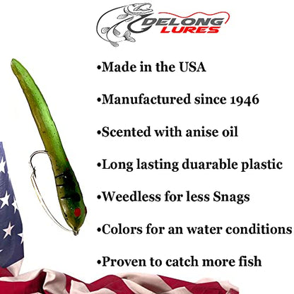 DELONG LURES 3" Weedless Tadpole Fishing Lures for Bass, Crappie, Bluegill, Perch, and Trout, Slow Sinking Life Like Fishing Baits Scented Pre Rigged Fishing Gear - color: Variety