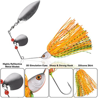 Fishing Lures Spinnerbait, Bass Fishing Lure Spinner Baits Kit Hard Metal Multicolor Buzzbait Spinnerbait Jigs for Bass Pike Trout Salmon - color: 6pcs Spinnerbaits