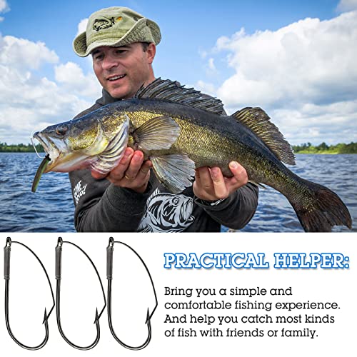 Sumind Weedless Wacky Rig Hooks Bass Carbon Steel Fishing Hooks for Wacky Rigging Worm Lure Baits - size: 2/0