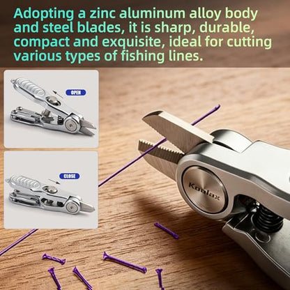3-in-1 Fishing Line Cutter, Stainless Steel Multi-Function Portable Scissors with Retractor & Knot Tying Tool for Various Fishing Lines - size: JXQ85-80