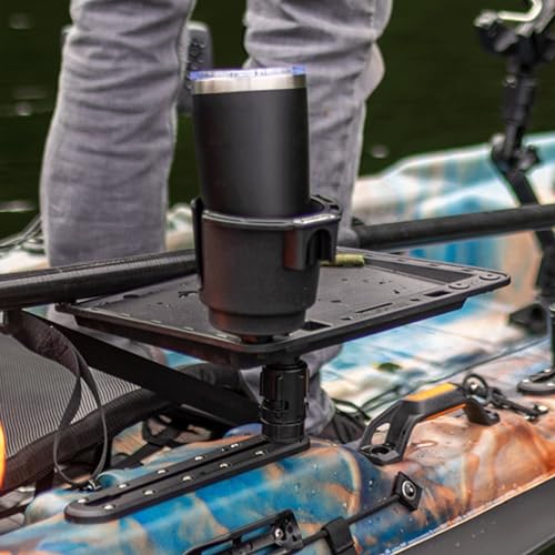 Scotty #311-BK Cup Holder with Rod Holder Post and Bulkhead Black | Boating & Kayak Accessory, Drink Holder for Cans, Coffee Mugs, and Insulated Sleeves, Heavy-Duty Nylon