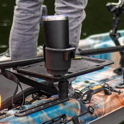 Scotty #311-BK Cup Holder with Rod Holder Post and Bulkhead Black | Boating & Kayak Accessory, Drink Holder for Cans, Coffee Mugs, and Insulated Sleeves, Heavy-Duty Nylon