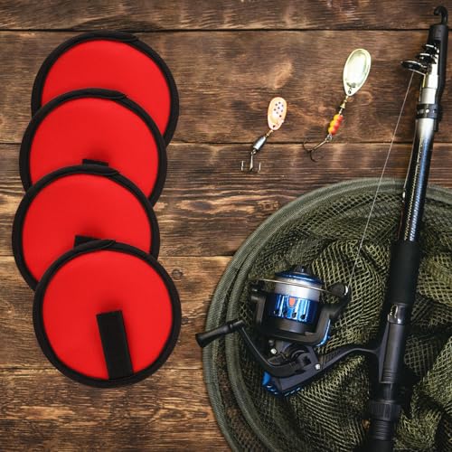 4pcs Fishing Lure Wraps, Lure Wrap Covers Nylon Lure Wrap 5.9 Inch Lure Hook Covers Fishing Rod Glove for Fishermen Safe Fishing - color: red