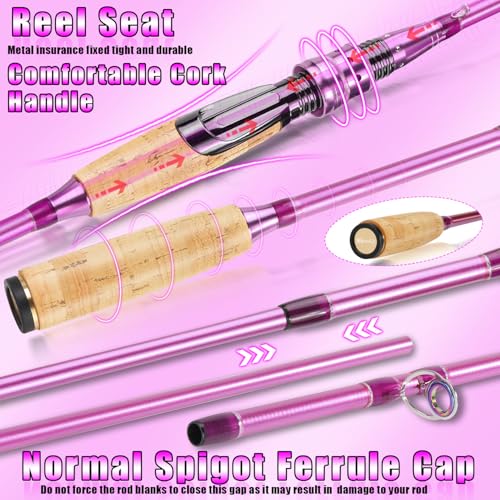 Sougayilang Spinning Rod Reel Combos,Colorful Two Pieces Spinning Pole with Smooth Strong Reel Available for Freshwater Bass Walleye Trout Fishing - size: 5.9ft/2000