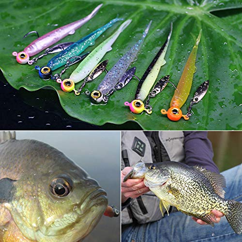Crappie-Baits- Plastics-Jig-Heads-Kit-Shad-Minnow-Fishing-Lures-for Crappie-Panfish-Bluegill-40 &135 Piece Kit - color: CRAPPIE MINNOW 40 pc. KIT COMBO 2