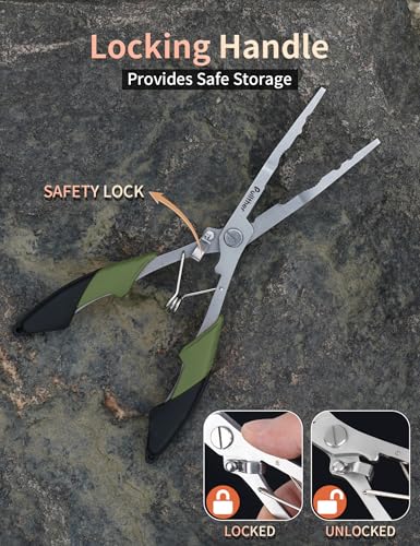 Fishing Gear,Hook Remover Fishing Pliers,Stainless Steel Fishing Tools,Multitool for Saltwater - color: green